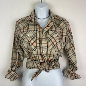 $23 Wrangler Button Up Plaid Shirt